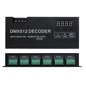 Светодиодный контроллер DMX 512, 5 В, 24 В постоянного тока, 24 канала, сплиттер DMX 3A, 4 канала, декодер DMX 512 - Product Image 1