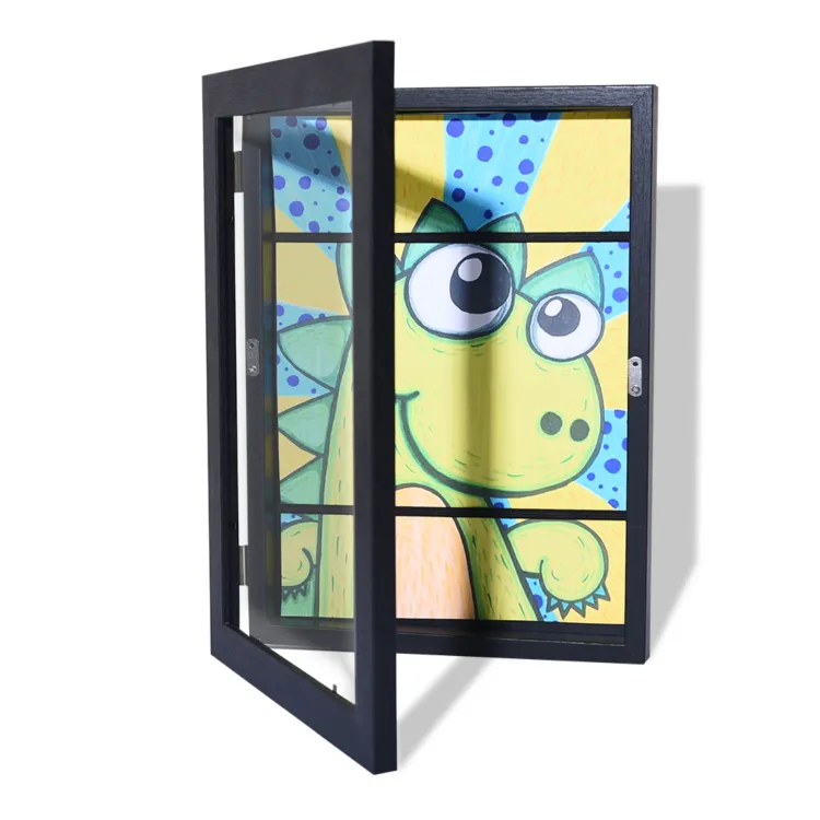 Kids Art Works Display Storge MDF Caixa de sombra moderna madeira Dois quadros com dobradiças Poster Picture Photo Frame Max Loading 100 pcs