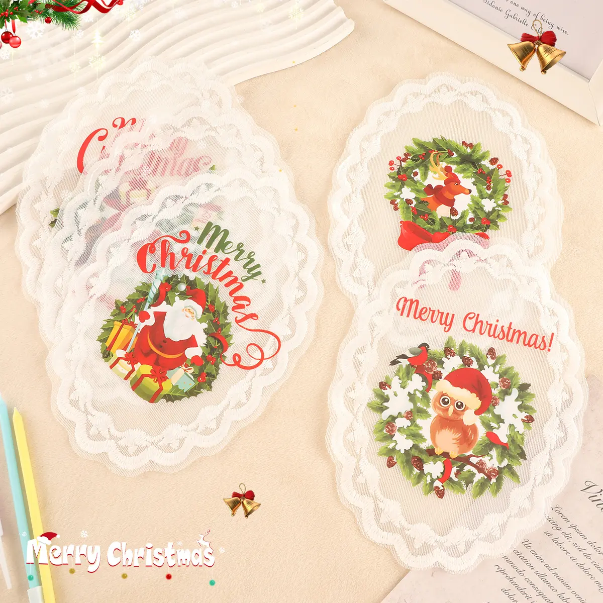 Christmas Computer Embroidery Label Paste Clothing Accessories Series Lace Badge Patch Cloth Label