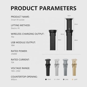 Toma de corriente eléctrica de escritorio tipo EE. UU. Toma de corriente para muebles Toma de corriente 10W Carga inalámbrica Puertos USB de carga rápida - Product Image 2