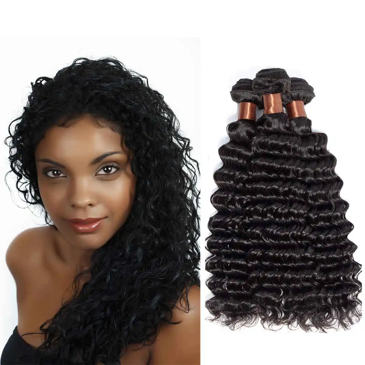 Extensiones de cabello humano brasileño para mujeres negras, postizo de ondas profundas rizado con encaje Frontal 360 Hd, venta al por mayor