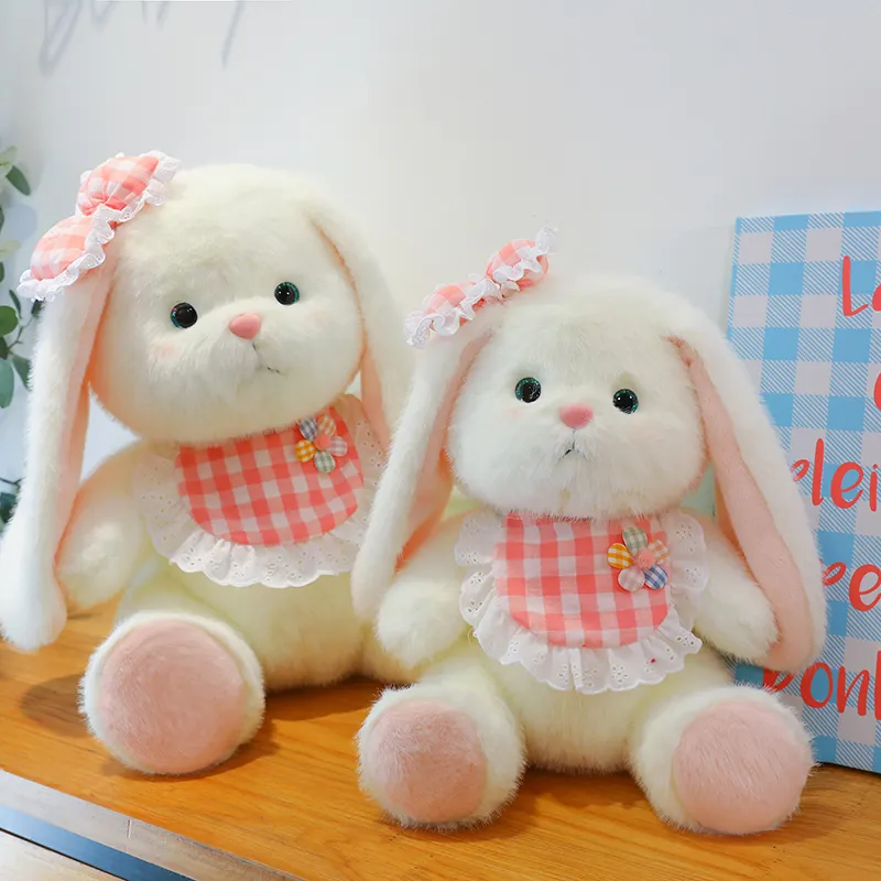 Yay yanxiannv cpc özelleştirilmiş dolması hayvan peluş oyuncak Bib tavşan paskalya hediye beyaz uzun kulaklı tavşan