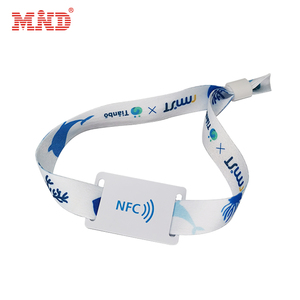 定制13.56 mhz Nfc芯片NTAG 213 NTAG 215 NTAG 216 Nfc织物腕带手链，用于活动节日腕带