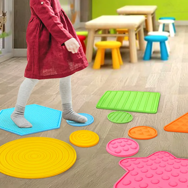 Nieuwe Siliconen Geweven Cirkels Zintuiglijke Speelgoed Autisme Zintuiglijke Exploratie Play Set Groothandel Kids Montessori Educatief Speelgoed Mat