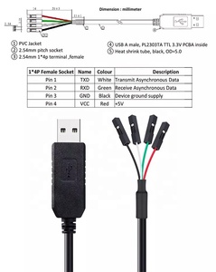 Cavo seriale FTDI FT232 Uart da USB a TTL di alta qualità con connettore Dupont 4p per Arduino Raspberry Pi