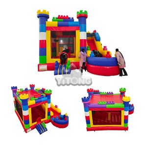 Kabarık kaydıraklı oyun kalesi ticari inşaat temalı sıçrama ev slayt ile yüksek kalite şişme şato çocuklar için parti - Product Image 4