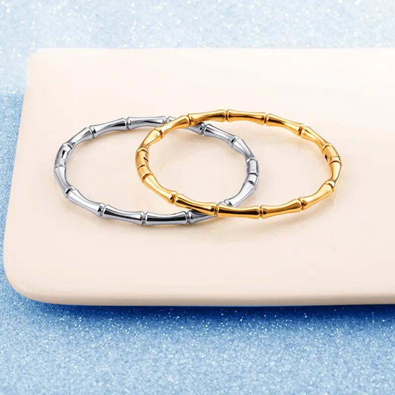 Non appannamento impermeabile semplice moda placcato oro braccialetto di bambù braccialetti in acciaio inossidabile gioielli da donna