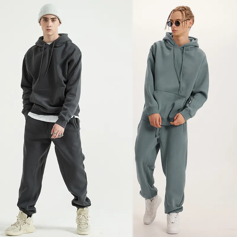 Essentials Quần Nỉ Trơn Áo Hoodie Bộ Đồ Thể Thao Dày Dặn Dáng Rộng Cho Nam Áo Chui Đầu Áo Hoodie 2 Chiếc Tùy Chỉnh Theo Dõi Bộ Áo Hoodie