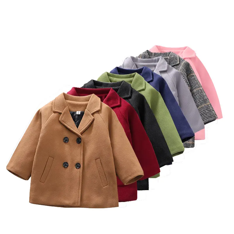Abrigo de invierno para bebés y niños, novedad en abrigo de lana para niños coreanos, top de moda de longitud media