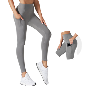 Kadın XXL yüksek belli nefes Fitness pantolonları ezme dikişsiz yan cepler Spandex spor tayt Lulu dekorasyon baskı