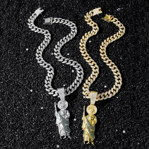 New Personalised Hip-Hop Style Religious St <strong>Jude</strong> Idol Pendant With Zirconia Gold Plated St <strong>Jude</strong> Pendant Necklace - Product Image 2