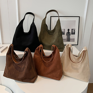 Lüks günlük Vintage deri süet <span class=keywords><strong>Hobo</strong></span> Tote çanta <span class=keywords><strong>Set</strong></span> yumuşak büyük kadın kahverengi süet omuz çantası çanta