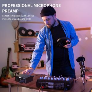 Preamplificador de micrófono XTUGA XIC1 para potenciador de micrófonos dinámicos y de condensador con 2 entradas Max 75db Gain 48V XLR Output - Product Image 5