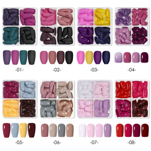 Stampa sulle unghie all'ingrosso private label riutilizzabile unghie finte di alta qualità punte in gel morbido diverse forme copertura completa punta nail nudo