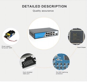 IPカメラおよびCCTVシステム用の2つのRJ45および1つのSFPアップリンクポートを備えた工場OEM8ポートPOEスイッチ10/100/1000 Poe - Product Image 2