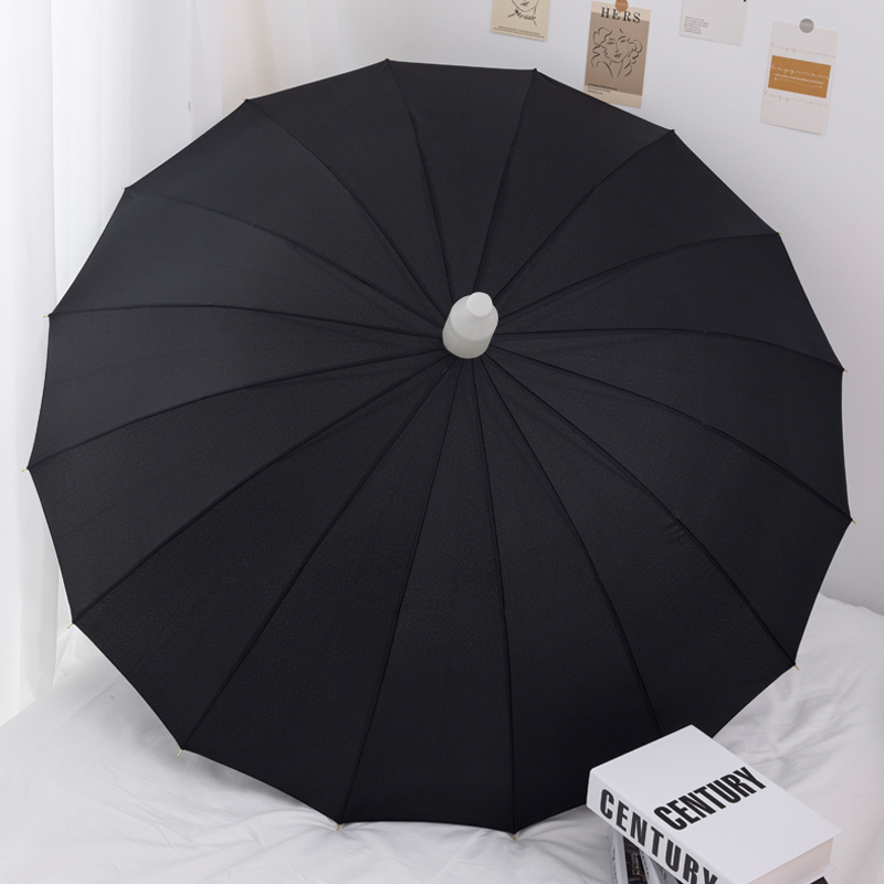 Parapluie droit 16 sections - Noir (Housse imperméable)
