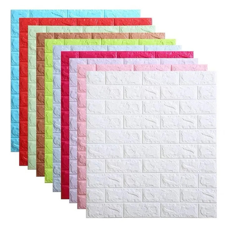 Papel de pared PE de espuma 3D con patrón de ladrillo blanco con papel tapiz decorativo para dormitorio para pared de dormitorio