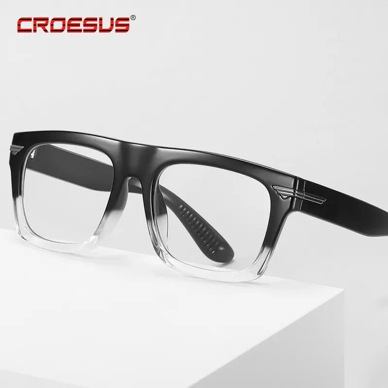Kacamata persegi tebal Retro klasik Logo kustom kacamata TR90 bingkai optik kacamata penghalang cahaya biru untuk pria wanita