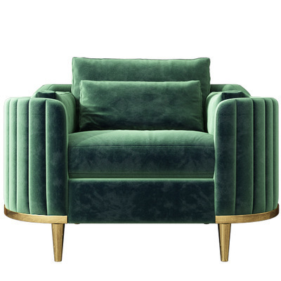 Poltrona singola in velluto verde scuro