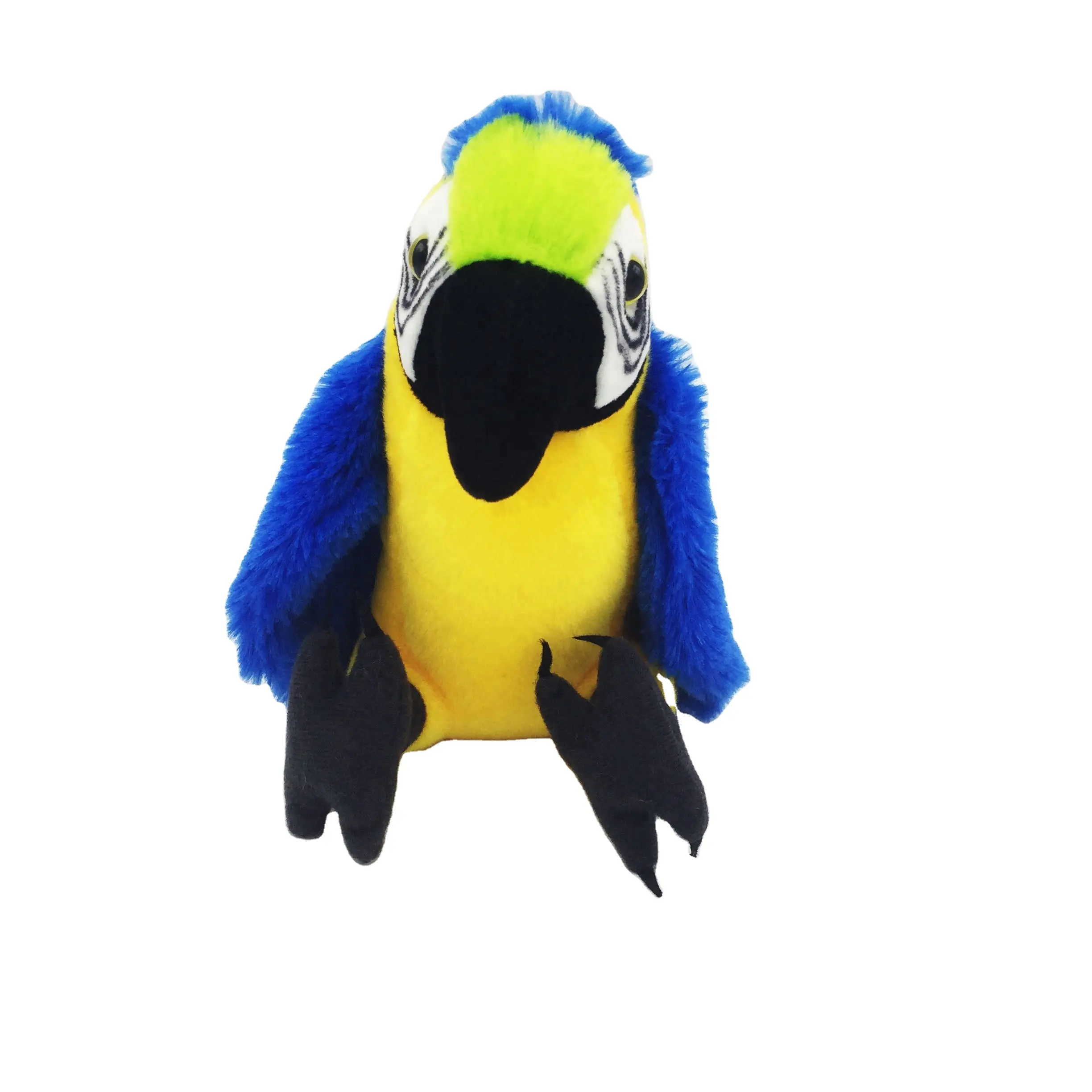 Desain Baru Kustom Warna Biru Merah Berbicara Burung Beo Mewah Mainan Boneka Burung Parrot Mewah