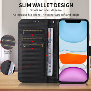索尼Xperia 1 VII奢华钻石图案聚氨酯皮革翻盖外壳带手带卡座钱包手机套 - Product Image 5