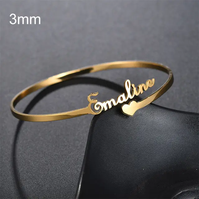 Personalizado placa de identificación pulsera de nombre personalizado brazalete brazaletes de los hombres de las mujeres de oro rosa de acero inoxidable de la joyería N2011228