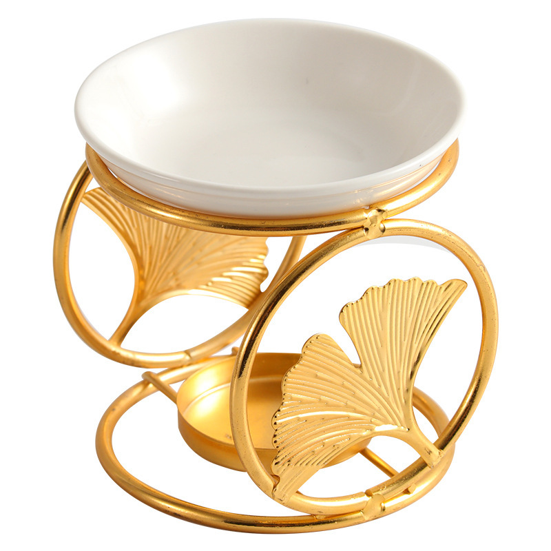Gold Four-ring leaf ceramic incense burner