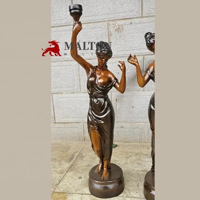 Signora della lampada della tenuta del bronzo della colata del giardino di stile europeo per la scultura della decorazione domestica