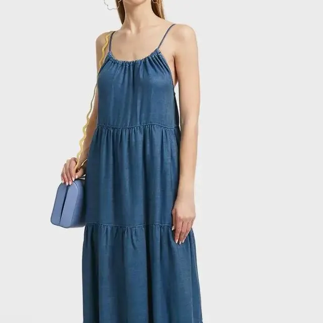 Die meisten Verkaufs produkte Summer Swings Ärmelloses, bescheidenes Tie Dye Woman Langes Kleid für die Strand kleider Women Lady Elegant