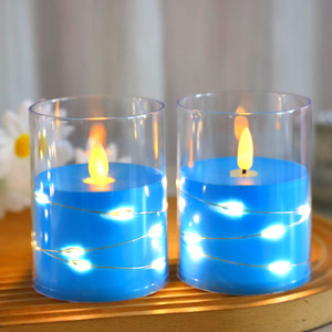 Battery Powered Flameless <strong>LED</strong> <strong>Candle</strong> with String Light Pillar Electronic <strong>Candles</strong> Set