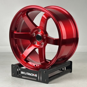 RC dövme tekerlekler 5x114.3 özel Subaru WRX STI Legacy B4 için 17 18 19 inç JDM fırçalanmış kırmızı/mat şerit özel alaşım jantlar - Product Image 1