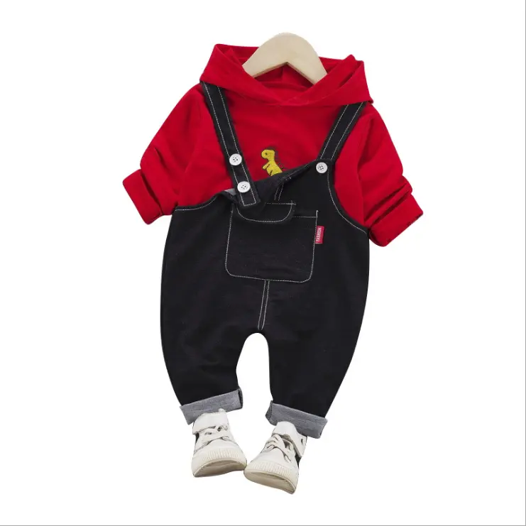 computer animal embroidery hoodie boy clothes sets clothing denim kids overalls black jean overalls for kids