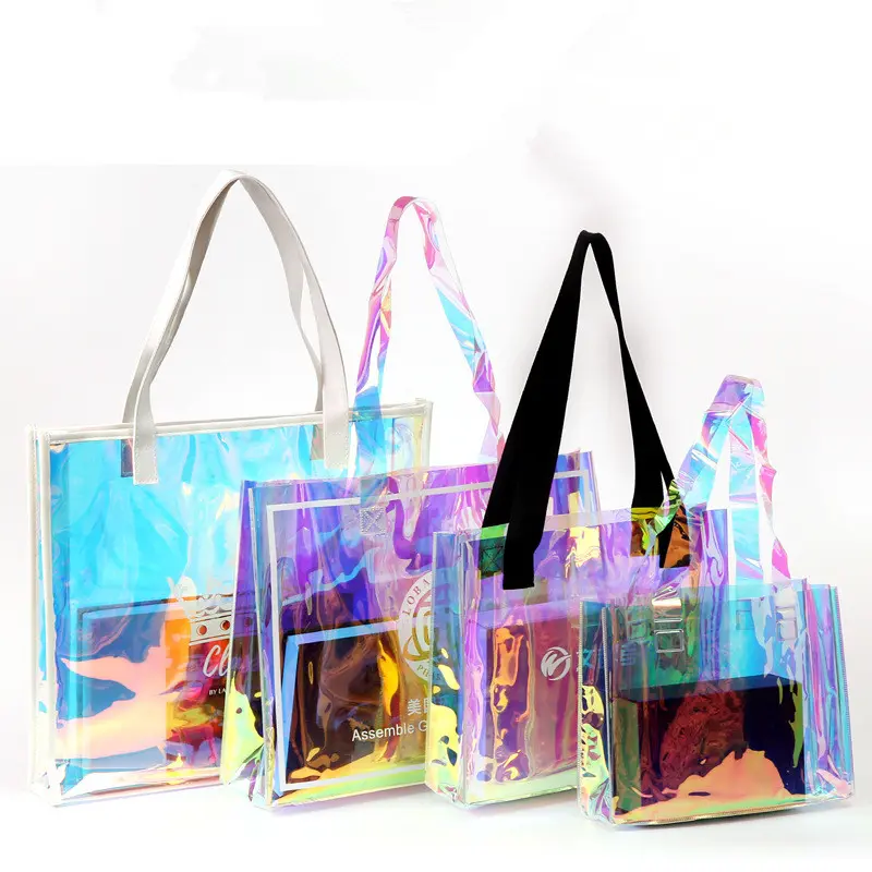 ZORAS kadınlar özel plaj plastik alışveriş çantası çanta, toptan temizle pvc alışveriş çantası