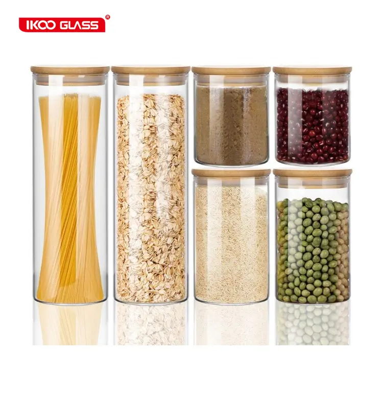 clear glass jar with bamboo lids