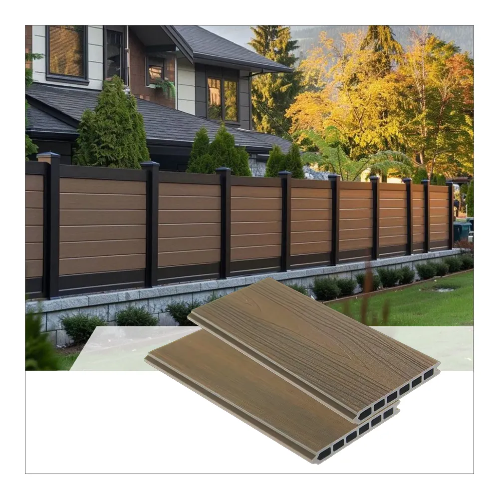 Thiết kế phổ biến Gỗ Ngoài Trời nhựa composite hàng rào Bảng điều chỉnh sân vườn WPC hàng rào riêng tư lưới mắt cáo