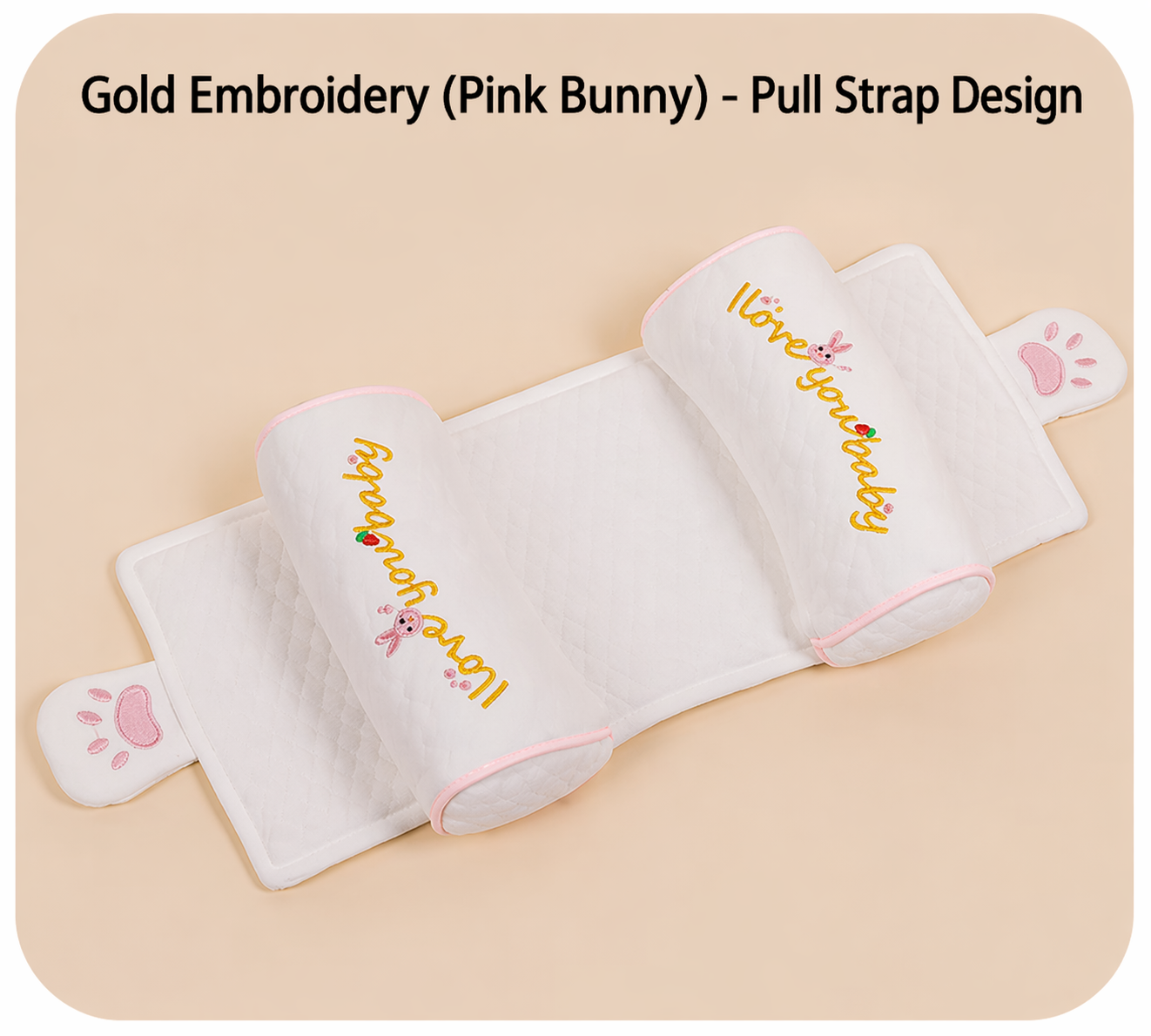 Bordado dorado con rosa (funda de almohada individual)