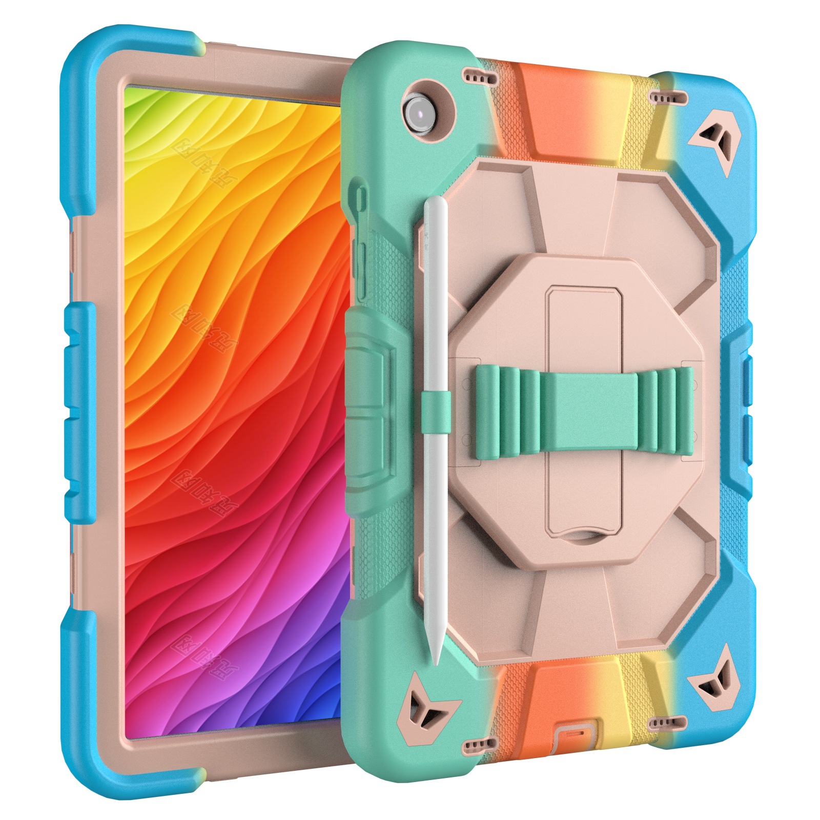 Rainbow-colored + pink