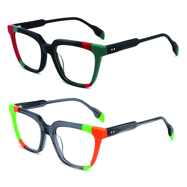 CC1141-Montura de gafas de acetato para hombre y mujer, montura de gafas ópticas de alta calidad, cuadradas, Estilo Vintage, coloridas, laminadas