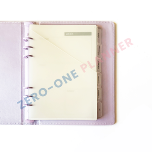 Custom A5 clear PP Tab Divider with Pocket Design Plastic Refill Index Pages Custom 6 Sheets Planner Divider with clear Tab - Product Image 1