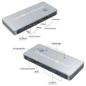 <strong>2</strong>-Port <strong>2</strong> Port Displayport and USB <strong>KVM</strong> <strong>Switch</strong> 4K 144Hz 8K 60Hz <strong>1</strong>.4 DP USB <strong>KVM</strong> <strong>Switch</strong>