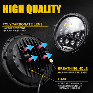 7&quot; Inch Car Round <strong>Led</strong> Work Light <strong>75W</strong> <strong>LED</strong> Headlights Hi/Lo Beam With Daytime Running Light for Jeep - Product Image 2