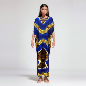 Yeni stil moda büyük eşarp baskılı rahat gevşek afrika kadınlar yaz pamuk elbise - Product Image 5