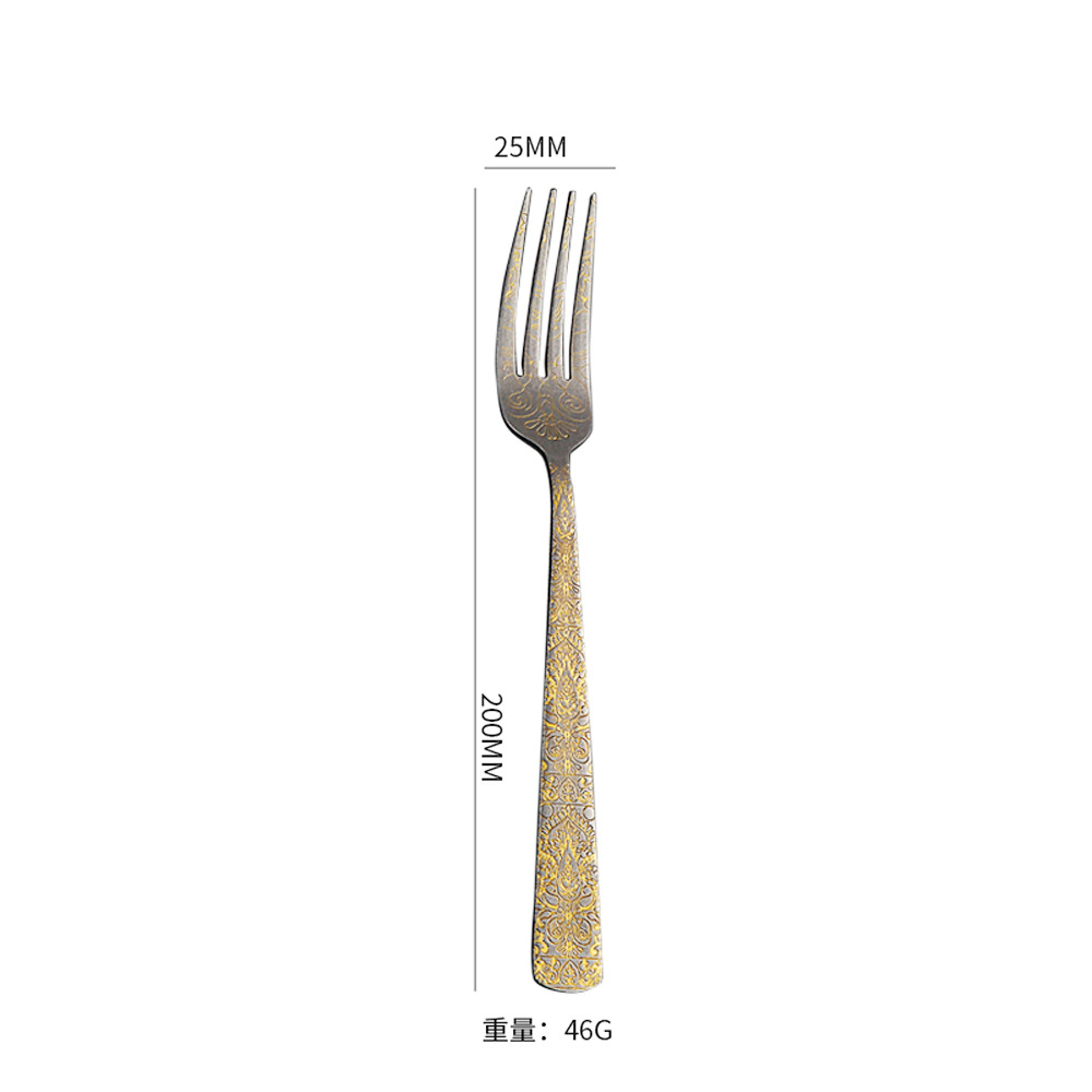 Tenedor de mesa (piedra pulida con laca dorada)