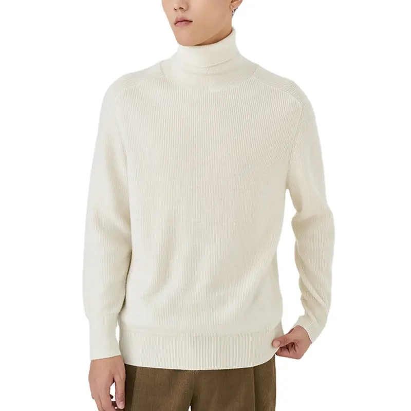 New casual style solid color turtleneck knit pullover sweater for men