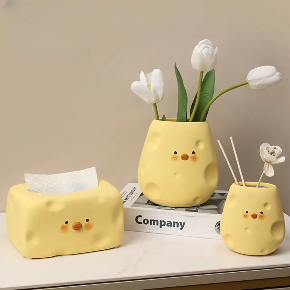 Caja de pañuelos de cerámica creativa moderna sala de estar hogar lindo pato almacenamiento nórdico dibujo servilleta de papel caja de papel