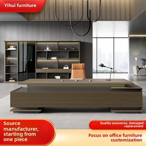 Boss Office <strong>Desk</strong> Large Executive <strong>Computer</strong> <strong>Desk</strong> with Light Luxury <strong>Simple</strong> Modern Design for Home Use Panel Wood Style - Product Image 6