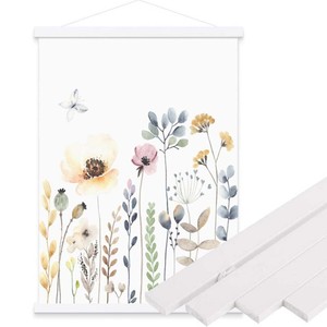 PUSELIFE墙<span class=keywords><strong>diy</strong></span>组装橡木柚木定制帆布设计磁性悬挂8英寸木制海报衣架
