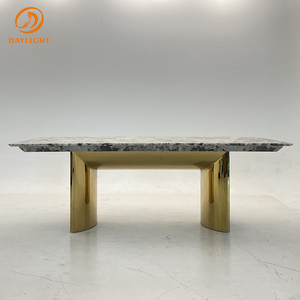 Bàn ăn sang trọng cao cấp Bàn Ăn Tròn bằng đá cẩm thạch hàng đầu & điểm nhấn kim loại chất lượng cao NỘI THẤT PHÒNG ăn biệt thự và khách sạn - Product Image 4