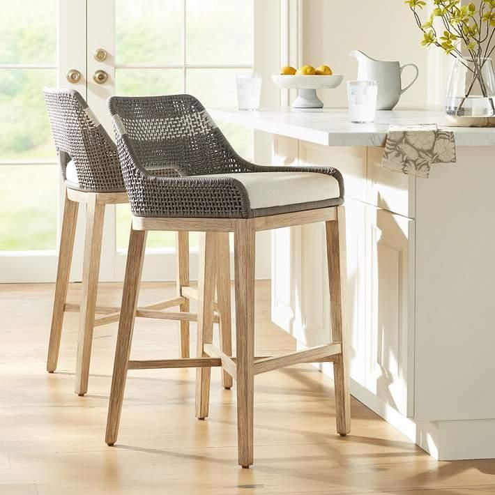 Silla de bar con cuerda bicolor