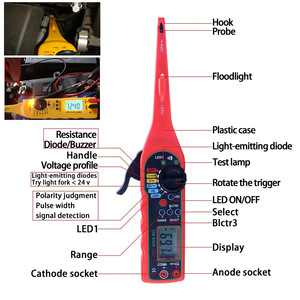 Tester del circuito automobilistico di seconda generazione per la riparazione di autoveicoli multimetro circuito Tester gancio Test lampada MS8211
